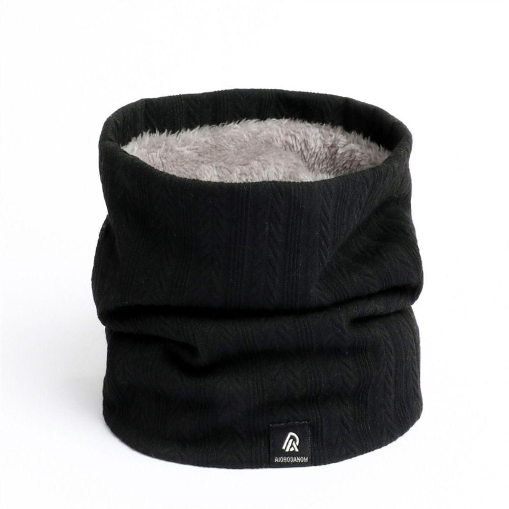 

Вязаная маска на все лицо Плюшевый теплый толстый шарф-муфта Высококачественный зимний шарф-кольцо чёрный