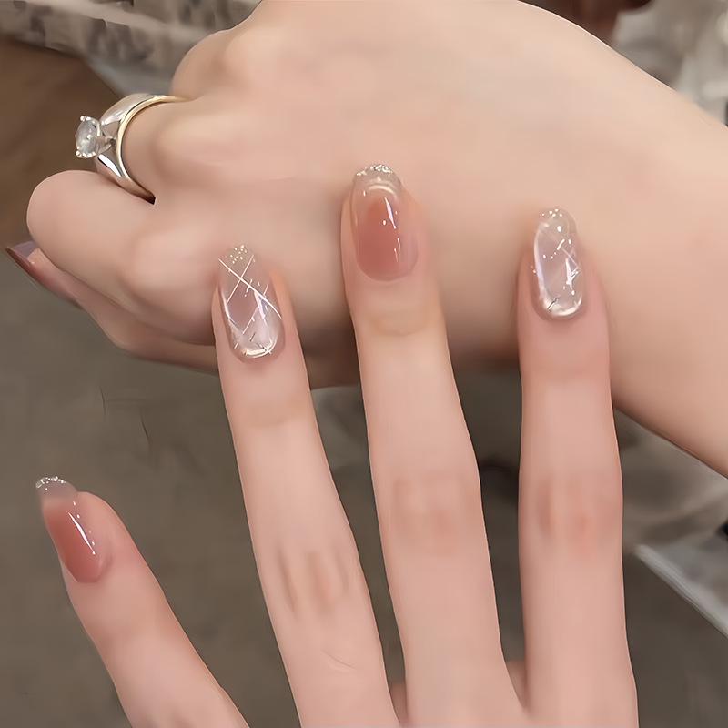 Minimalist 2026 Gentle Blush Nude Pink Cat Eye Nails - Handmade, Whitening, and Wearable