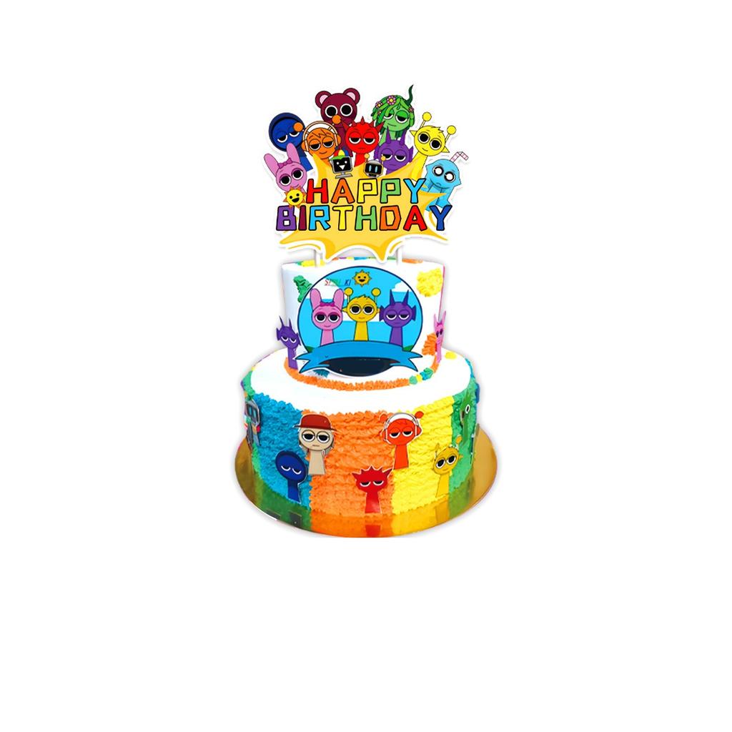 Tag Theme Birthday Party Decoration Game Flag Cake Insert Spiral Arrangement