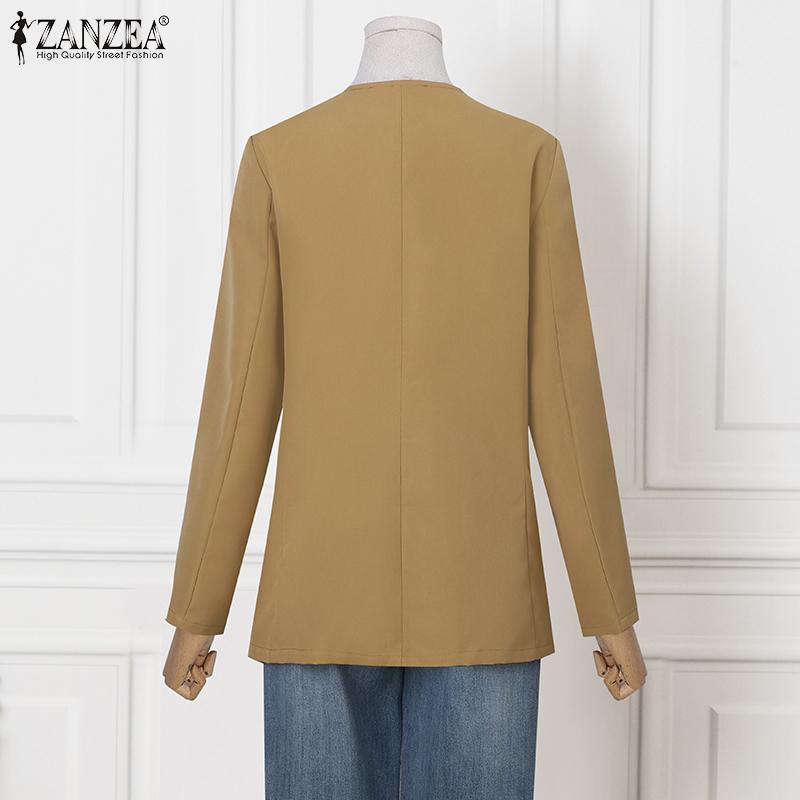 ZANZEA Women Autumn V-Neck Solid Color Long Sleeve Cardigan Suit Jackets