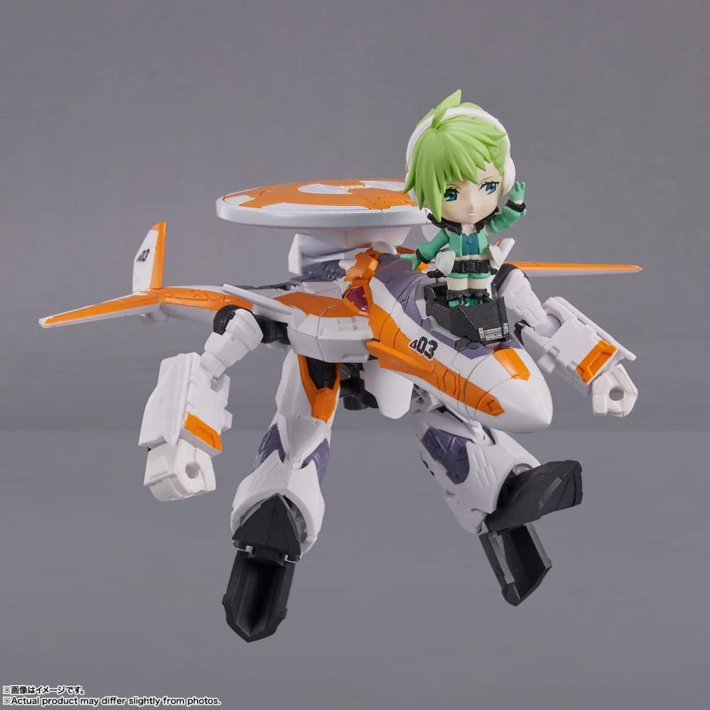 TINY SESSION Macross Delta VF-31E Siegfried (Mașină Chuck Mustang) cu Reina Prowler Aproximativ. Figurină Mobilă Pictată PVC & ABS 100mm