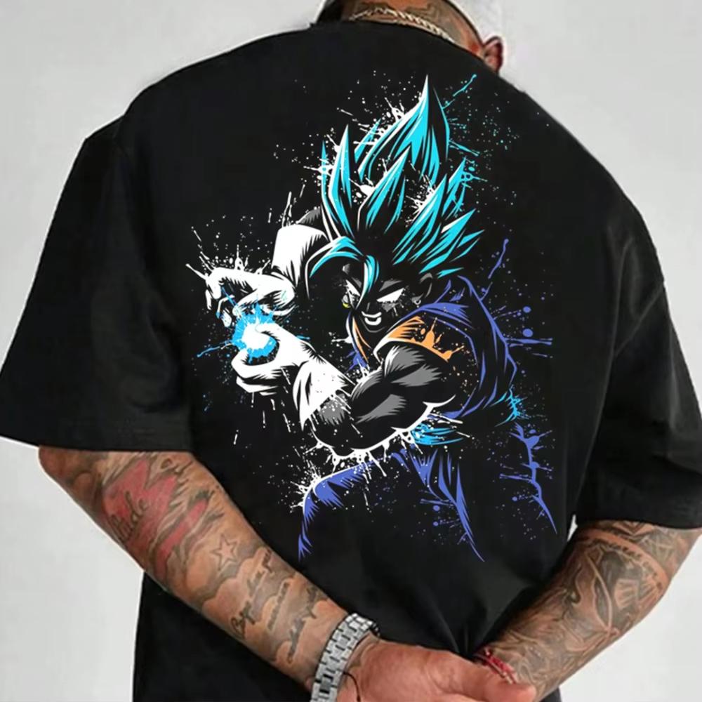 

2026 new Dragon Ball Mens and Womens TShirts Vegeta Anime SpringSummer ShortSleeved Punk Style S