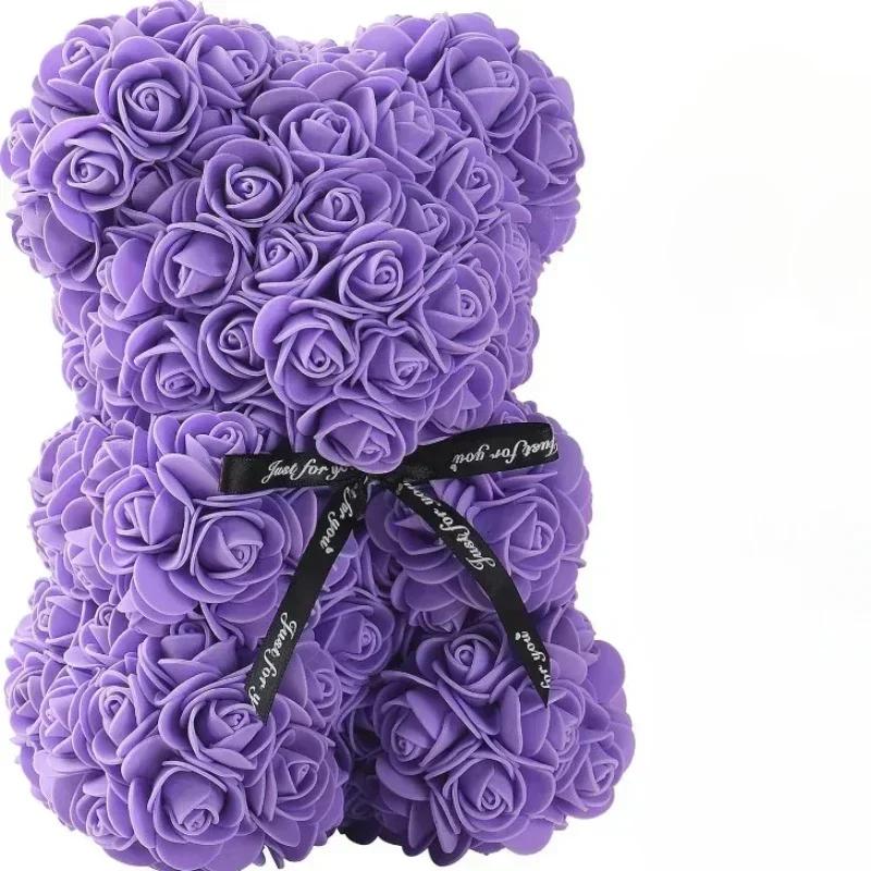 Valentine's Day Eternal Rose Teddy Bear Set - Artificial Flower Decor for Birthday, Anniversary & Romantic Gifts for Girlfriend