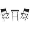 Table + 2 Chairs Set Home ESPRIT Black Steel Synthetic Rattan 58 X 58 X 71.5 Cm