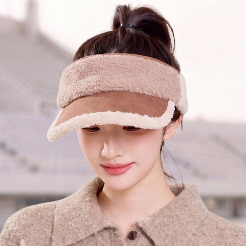 Winter tide lamb wool cap versatile casual warm baseball cap outdoor running high ponytail empty top hat