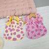 Cute Strawberry Pattern Dog Dress Ruffle Sleeveless Princess Dress with Bow Summer Breathable Puppy Outfit for Small Dogs Cats