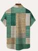 Men's Vintage Geometric Carpet Twill 3D Digital Print Short Sleeve Shirt with Button Pocket Polyester 100% Summer Casual