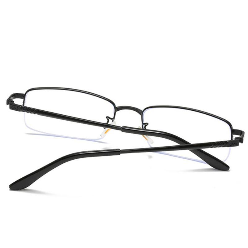 Metal Half Frame Prescription Eyeglasses for Men Blue Light Blocking Nearsighted Glasses 0 to -6 0 Diopters