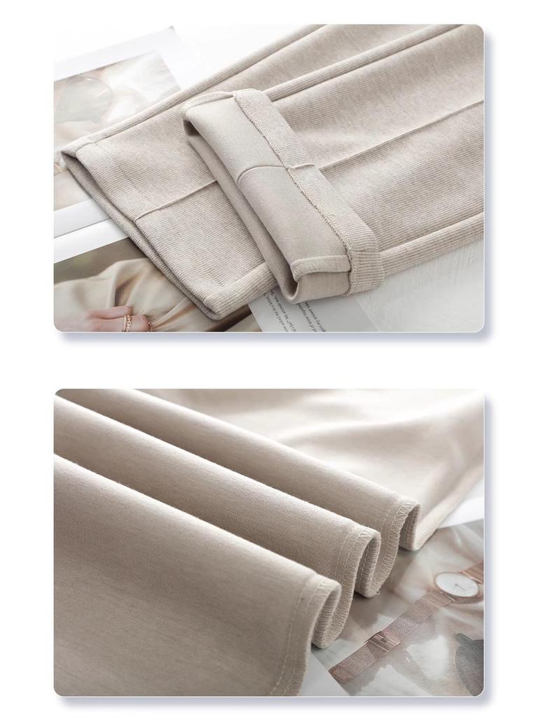 2024 Women's High-Waisted Wool Wide-Leg Pants: Autumn/Winter Slimming Casual Trousers