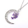 Handmade Crochet Moon Crystal Tassel Grape Cluster Natural Stone Necklace