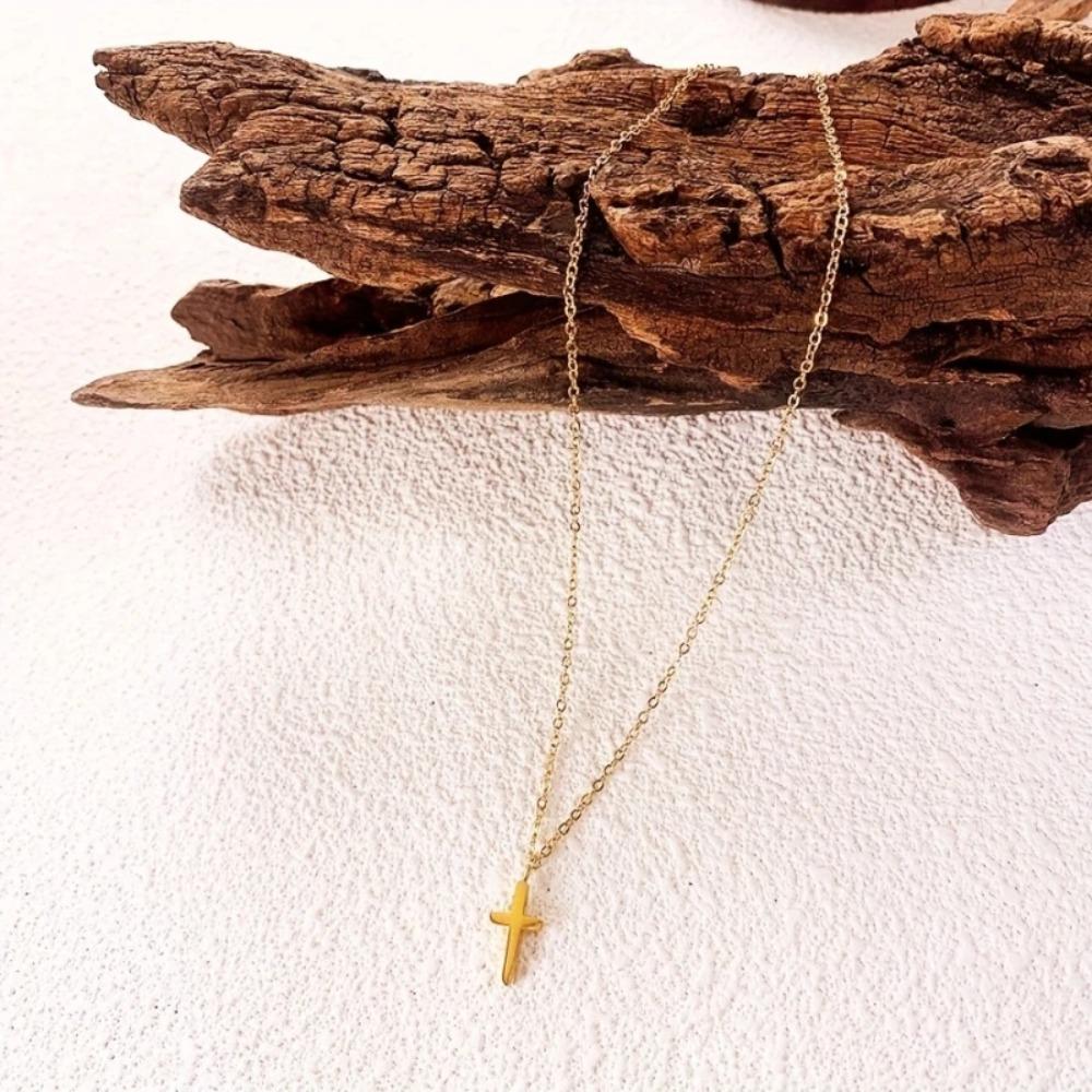 Personalized Minimalist Style Gold Color Cross Pendant Necklace Ladies Fashion Trend Party Jewelry Accessories Gifts
