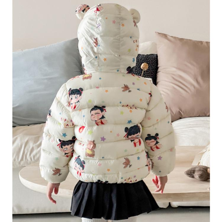 Fashion Girls' Warm Cotton-padded Clothes Winter Baby Girl Thickened Short Cotton-padded Jacket Children's Autumn Cute Cartoon Print Coats