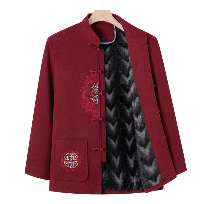 Velvet Coat Birthday Tang Suit Male 80-year-old 90-year-old Grandfather's Birthday Thickened Warm Winter Clothes Cotton-padded Jacket