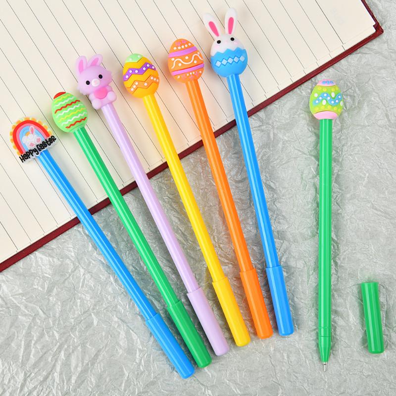 New New 1/5/10Pcs Easter Cartoon Silicone Rabbit Gel Pen Cute Writing Pen For Students Stationery School Supplies Creative Gift
