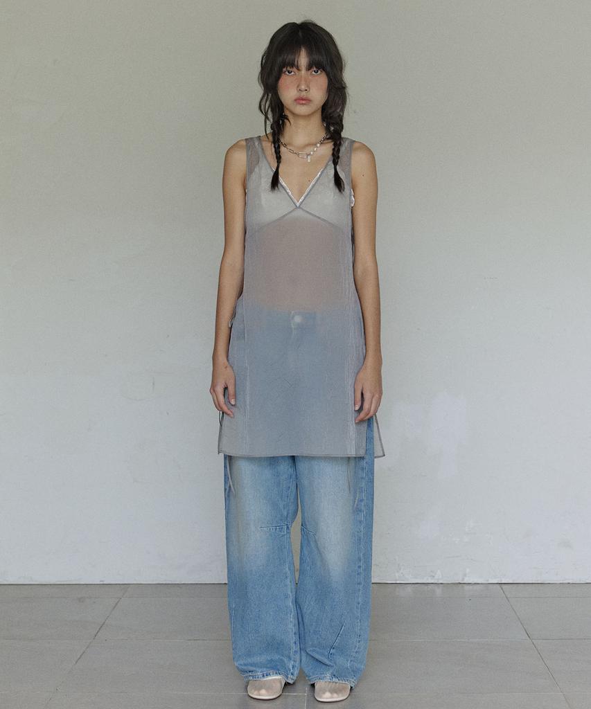 Hocus Pocus Sheer Layered Dress / Cool Gray