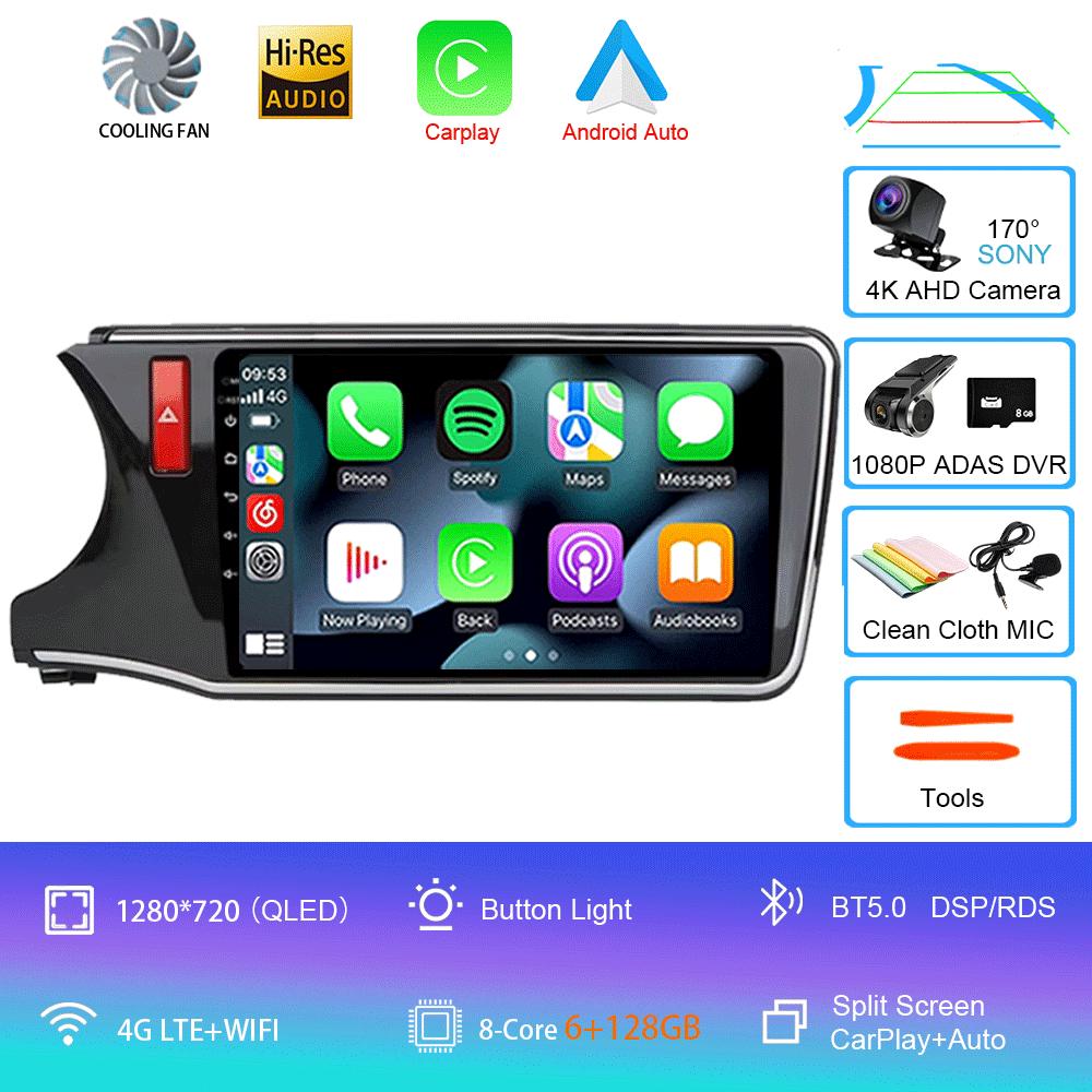 For Honda City Grace 2014 - 2017 Android 14 Car Radio Multimedia Player Unit RHD Head Navigation GPS 4G Wifi BT DSP QLED Screen