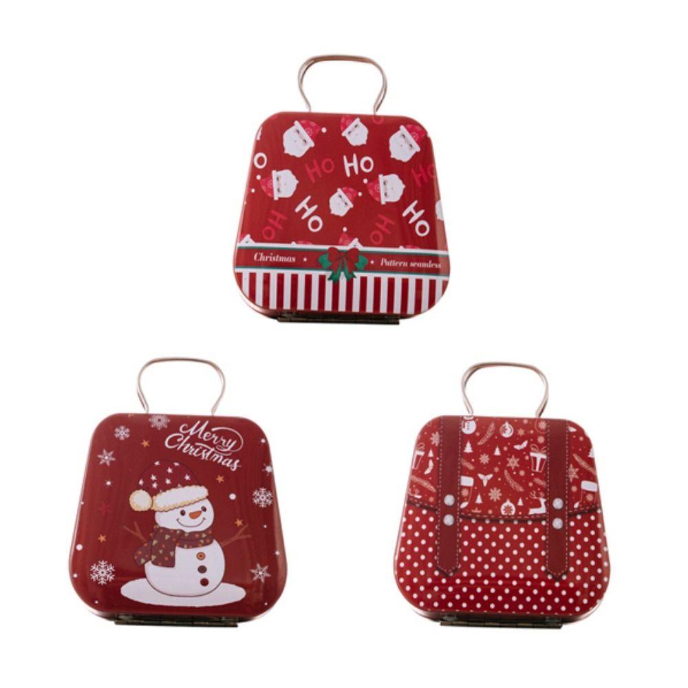 3pcs/set Decorative Santa Claus Tinplate Handbag Iron Christmas Tin Gift Box  New Year