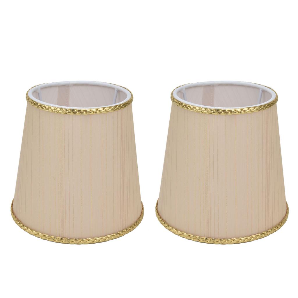 2PCS Small Lamp Shade Fabric Beige Golden Edge Lampshade for E14 Table Chandelier Wall Lamp