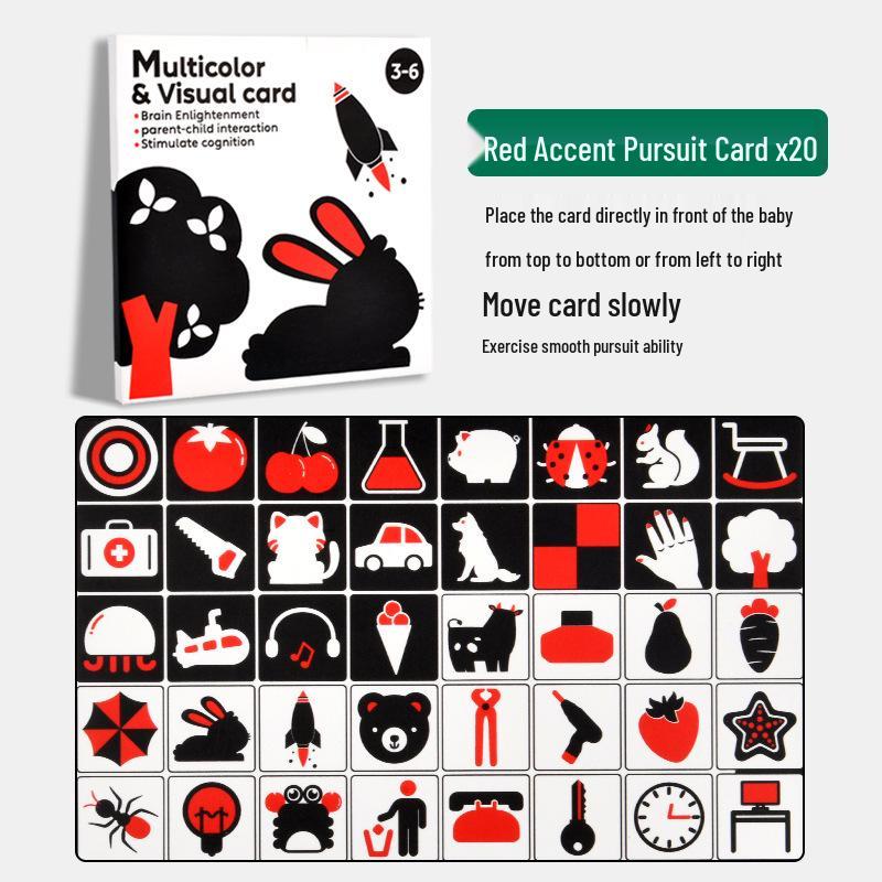 Black & White Early Education Visual Cards for Babies 0-36 Months - Educational Tracking Toys