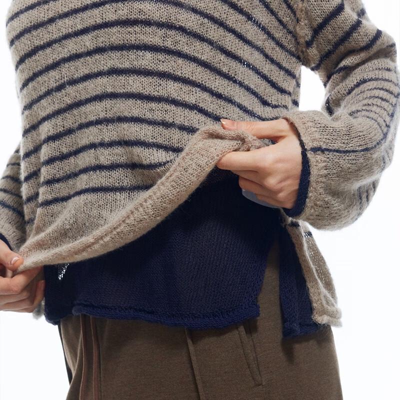 ONLY Women's Relaxed Striped Faux Two-Piece Knit Sweater