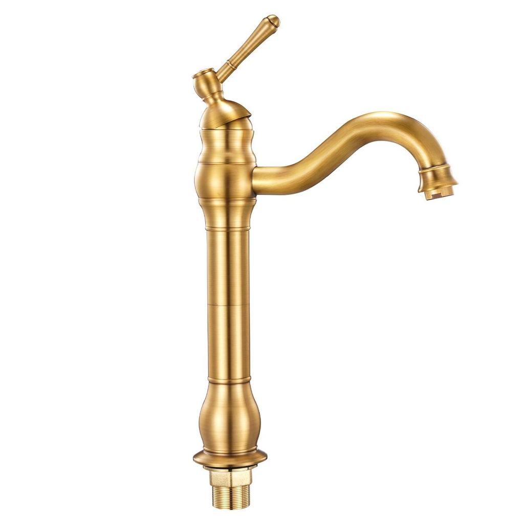 Single Handle Sink Faucet, Solid Brass Single Handle Kitchen Faucet, 1 or 3 Hole Kitchen Faucets with Push-Button Drain, Suitable for Bathroom, RV,