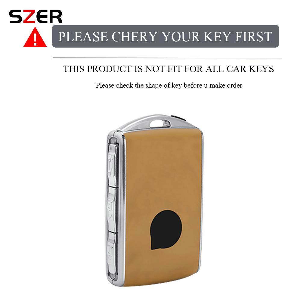 Aluminum Alloy Leather Car Key Case Cover For Volvo C40 S60 S90 Xc40 Xc60 Xc90 V60 V90 T6 T8 Auto Accessaries Keychain