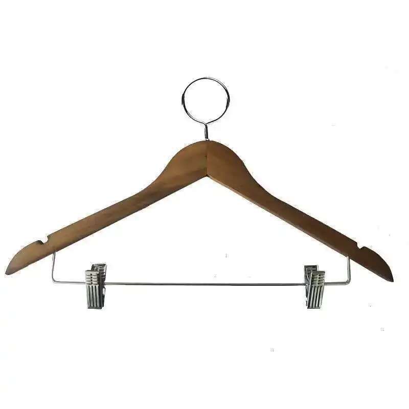Hotel Anti-theft High-grade Solid Wood Coat Hanger Male And Female Children's Wear Non-slip Wooden Clothes Hanger Hanging