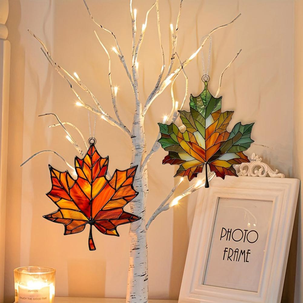 Maple Leaf Suncatcher for Window, Acrylic Maple Leaves Hanging Ornament Fall Leaf Decor for Thanksgiving Autumn Party Supplies