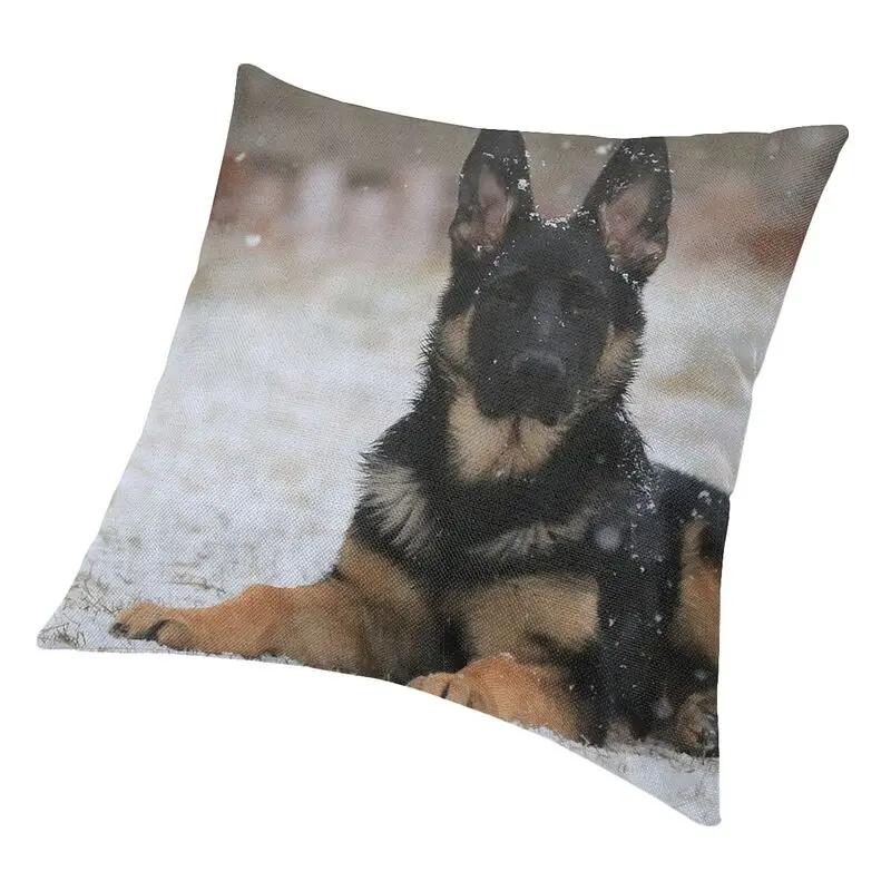 German Shepherd Modern Throw Pillow Covers Home Decor Shepherd In The Snow Cushions for Sofa Double Sided Print Chair Cushion