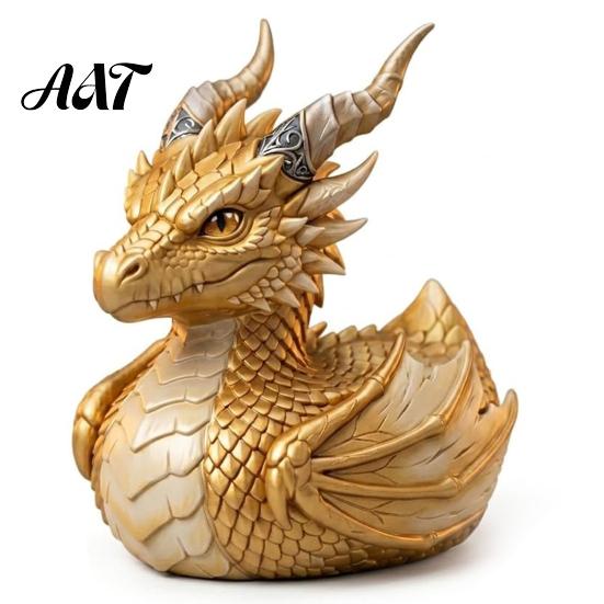 Mythical Creature Desk Accessory Dark Fantasy Dragon Collectible Duck, Gothic Resin Statue for Home Decor, Hand-Painted Ancient Duck Ornament