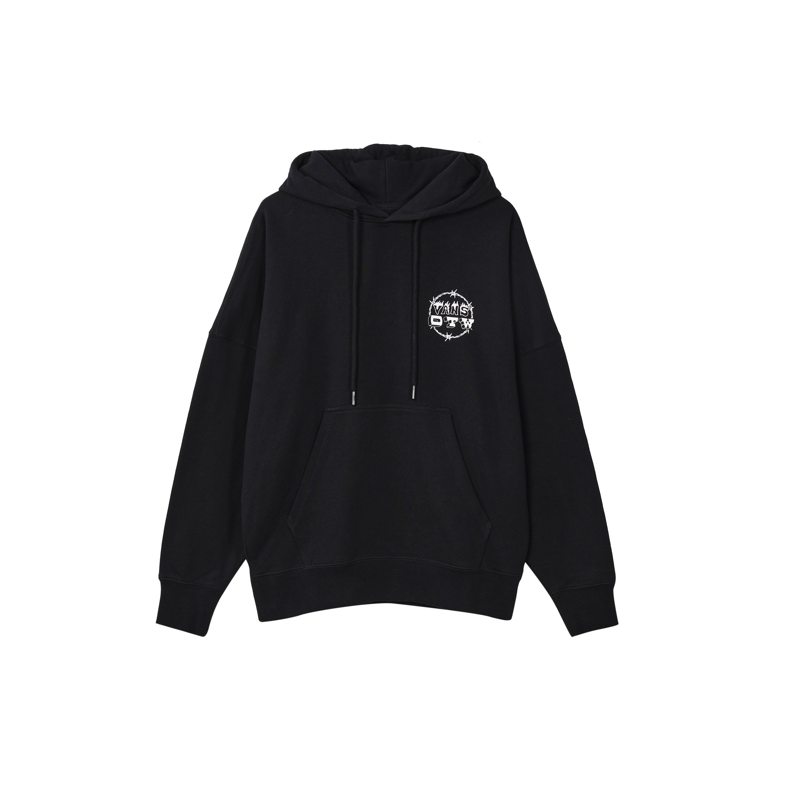 Vans Logo Print Oversized Pullover Hoodie Black Unisex VN0A5H7TBLK S