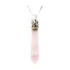 Power Stone Pendant Necklace, Made of Natural Stone Point Pink Crystal Pink Crystal Rose Quartz, Suitable for Chakra Healing or Protection, with