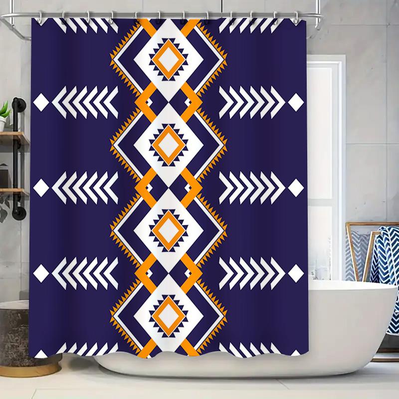 

Nordic Style Shower Curtain Water Repellent Printed Bath Room Decoration Blue Waterproof Bathroom Decorations W60H190(CM)-1 Pcs
