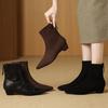 Wedge heel thick heel elastic thin boots women's autumn and winter new Korean version simple commuter short boots women's direct supply