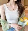 Women's Ice Silk Ribbed Vest: Sleeveless Rayon Base Layer for Spring/Summer Anti-Exposure Wear