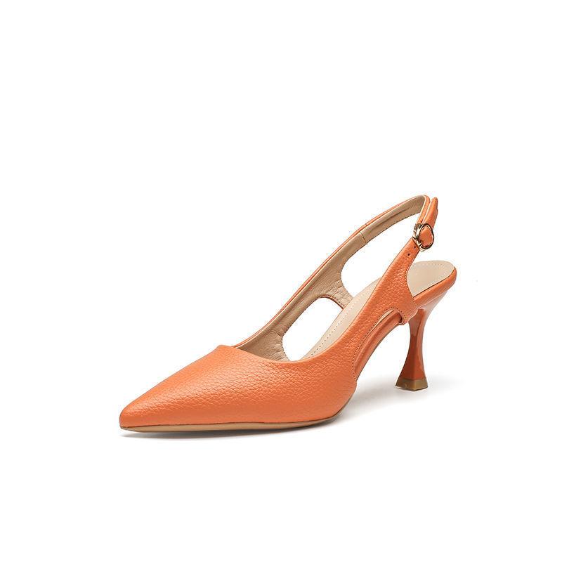 

2024 новые летние туфли с острым носком гладиаторские сандалии женские оранжевого цвета на высоком каблуке sandalias mujer bach strap tacones sandles 4.5 ярко-розовый