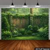 2D planar natural courtyard theme banner background  featuring fresh green plants style  suitable for home and office decoration