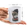 1 Pack 11oz Weiße Keramiktasse mit beidseitig bedrucktem Grafikdesign Zuverlässige Kaffeetasse für Zuhause, Büro, tägliche Nutzung