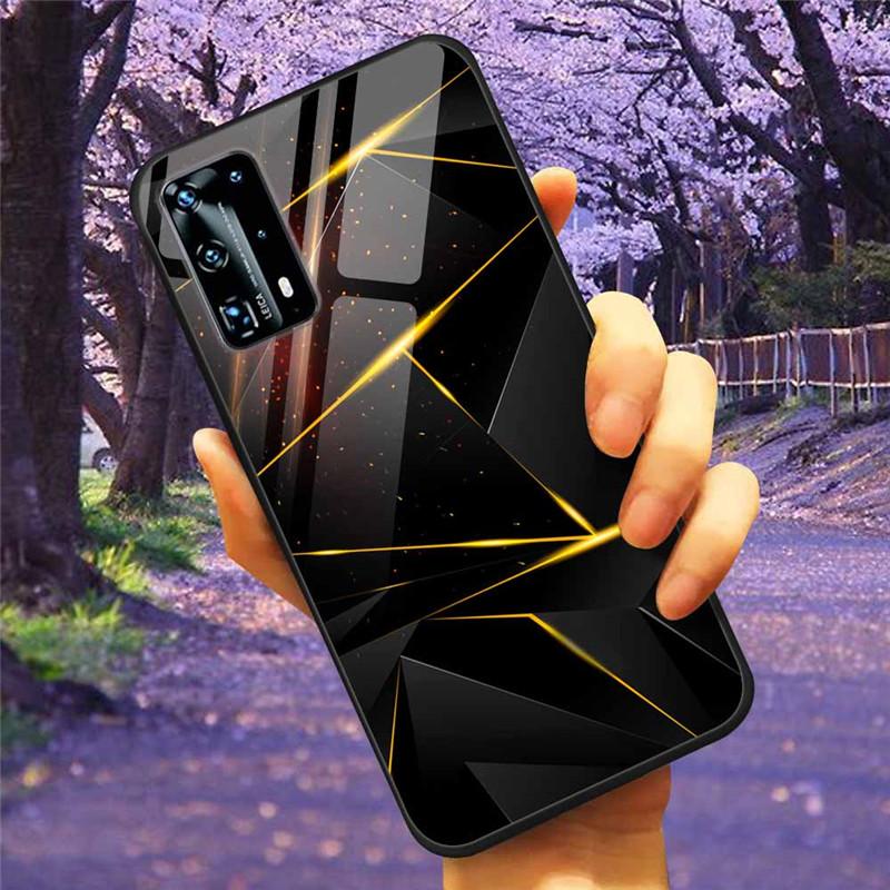 For Huawei P40 Lite / P40Pro Case P 40 Tempered Glass Starry Marble Hard Back Cover for Huawei P40 Pro / P40Lite E Cases Coque