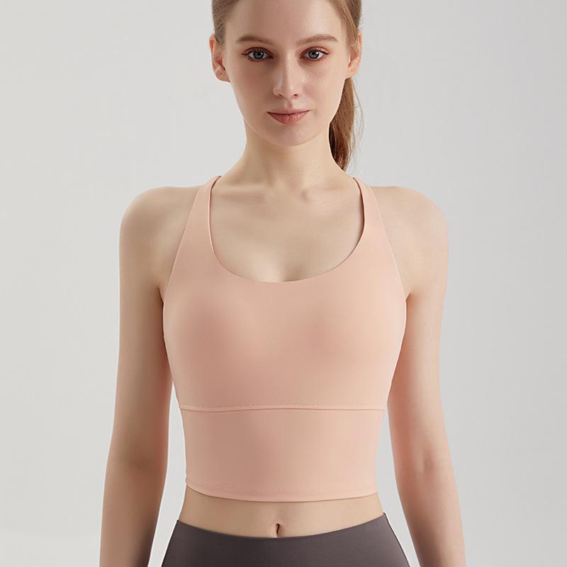 Summer Strap Back Sports Bra with Integrated Cup - Slim Fit Yoga Vest