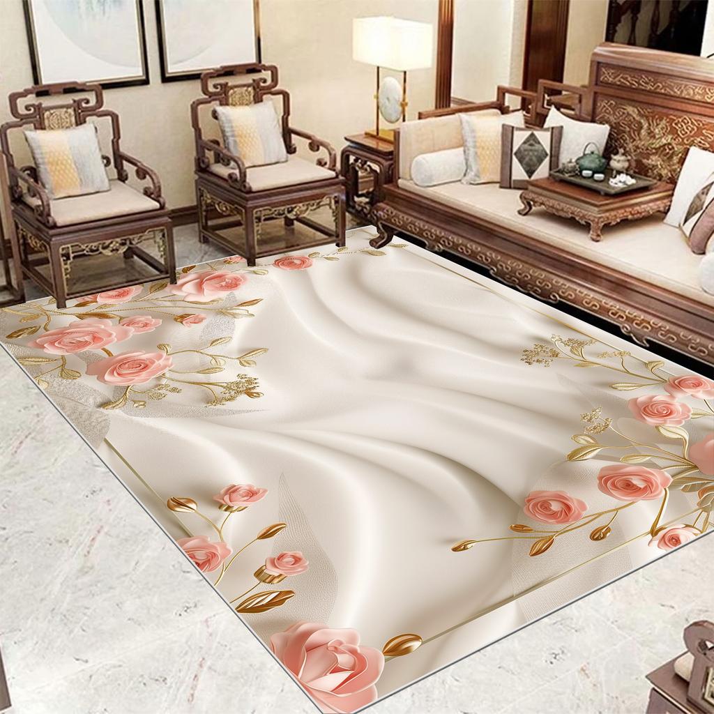 Dywan w kwiaty w stylu europejskim do salonu, pod sofę, miękkie dywaniki, luksusowy wystrój sypialni, dywanik przy łóżku, duże dywaniki do pokoju, szatni, salonu, maty podłogowe