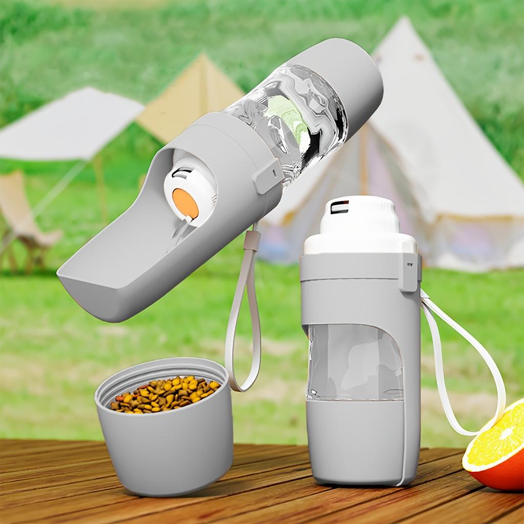 Portable Dog Water Bottle with Food Container, Outdoor Travel Water Cup for Dogs, Plastic Material, Easy To Carry for Hiking and Pet Trips