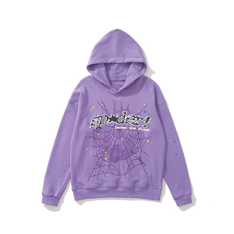 High-Quality 450g Men's Spider Web Foam Print Hoodie - Young Thug Style