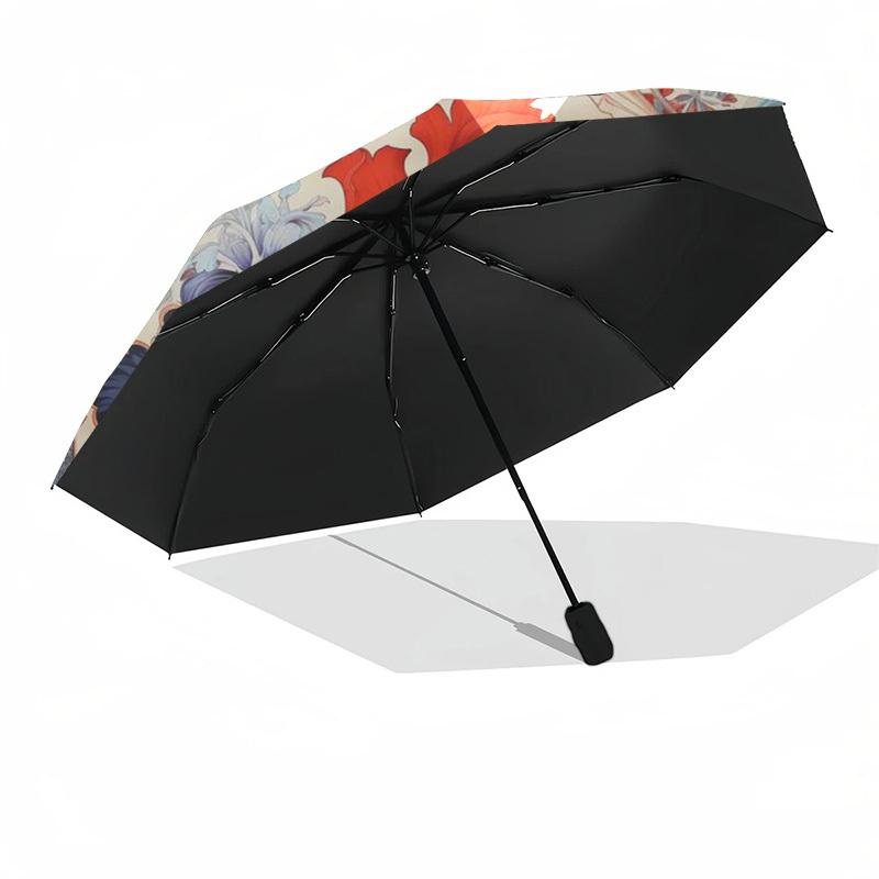 1pc Floral Artwork Umbrella with Plastic Handle,Suitable for All Seasons Umbrellaptys26080