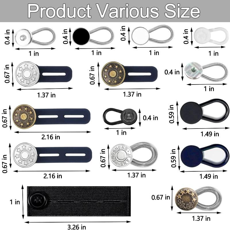 24 Pcs Extender Button Set, Flexible Adjustable Elastic Waist Extender Button, Invisible Collar Neck Extenders, No-Sew Extend Buttons for Women and