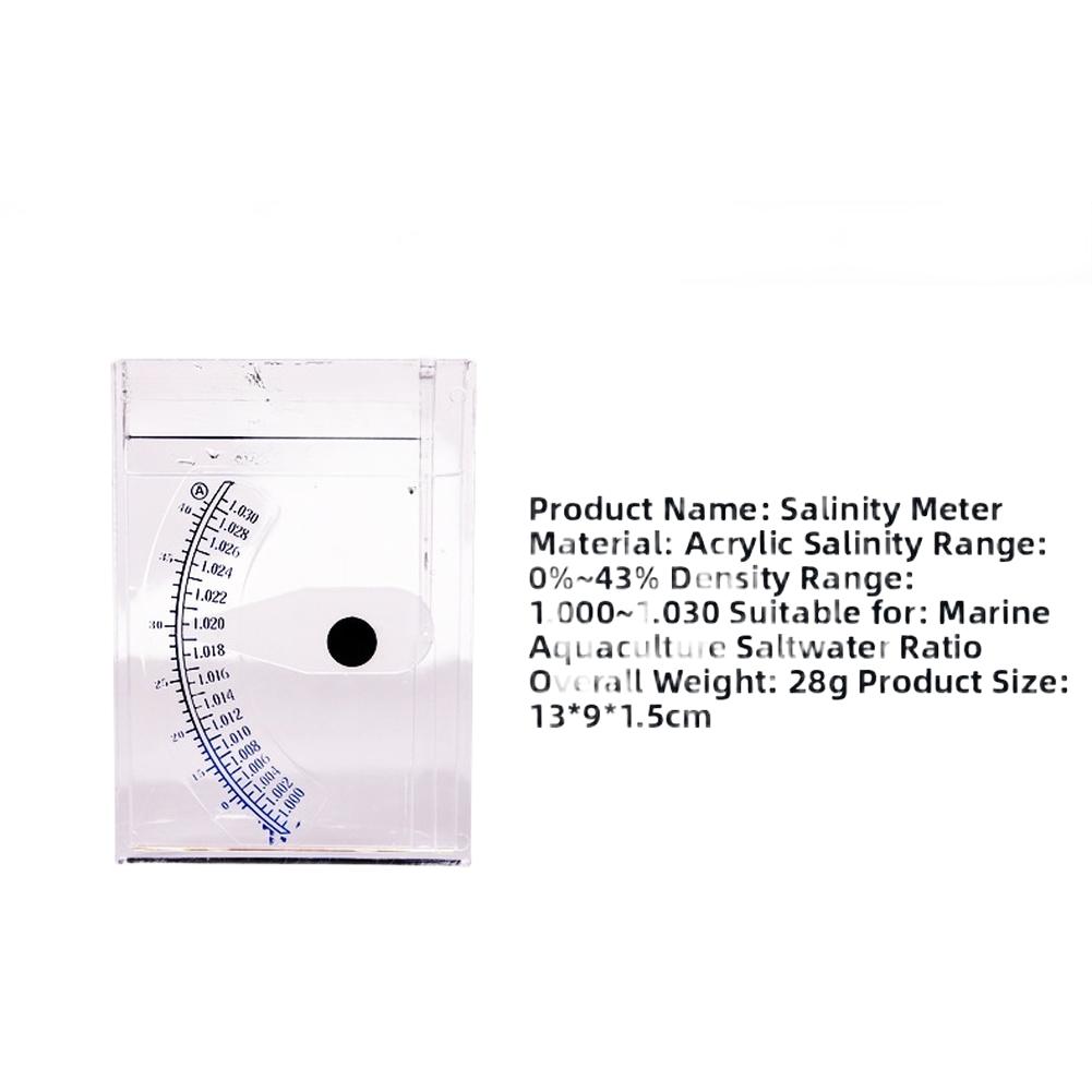 Acrylic Salinometer Designed for Saltwater Aquariums For Seawater Aquafarming and Seafood Industry Salt Concentration Testing