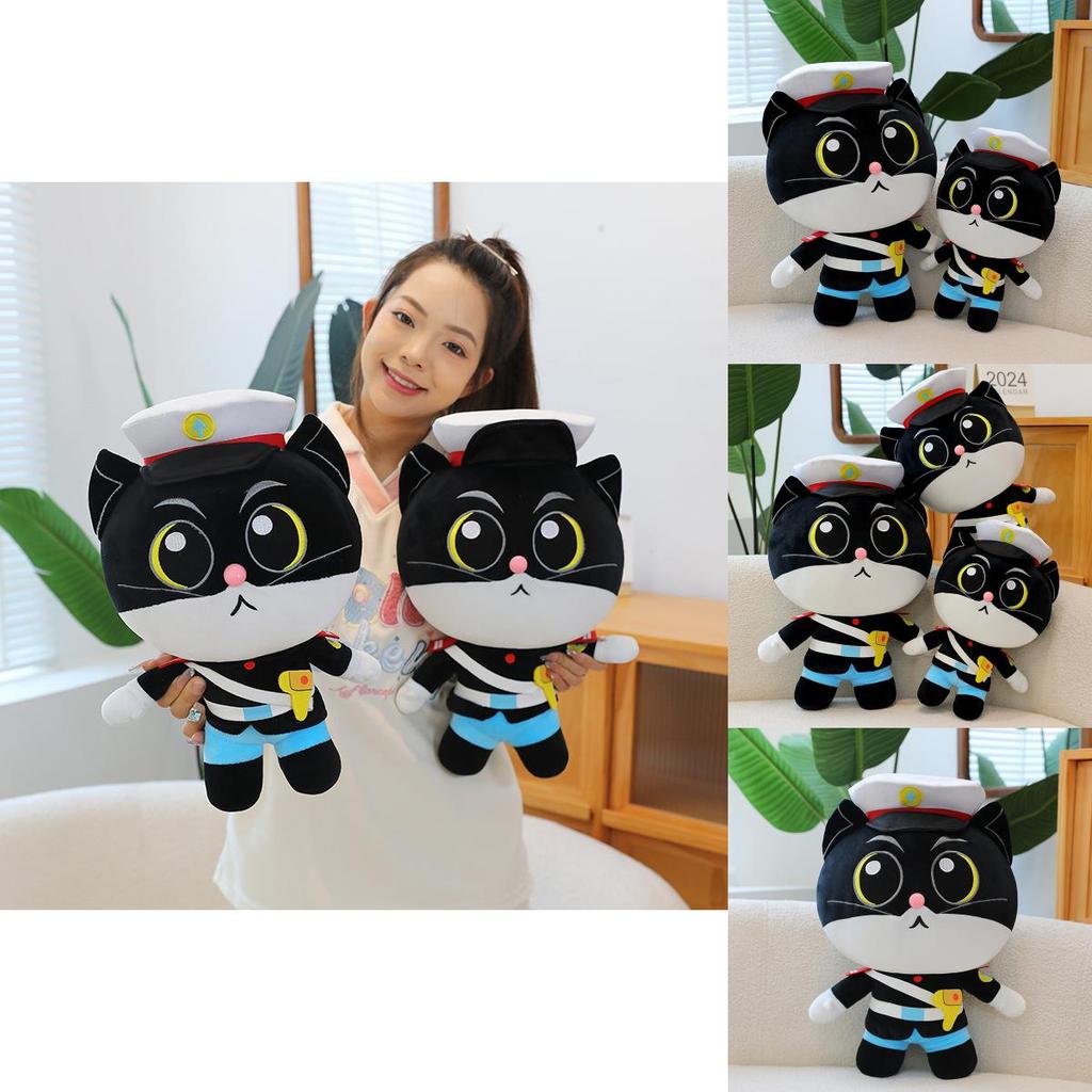 Adorable Black Cat Plush Toy Soft Cuddly Pillow Gift For Girls And Kids