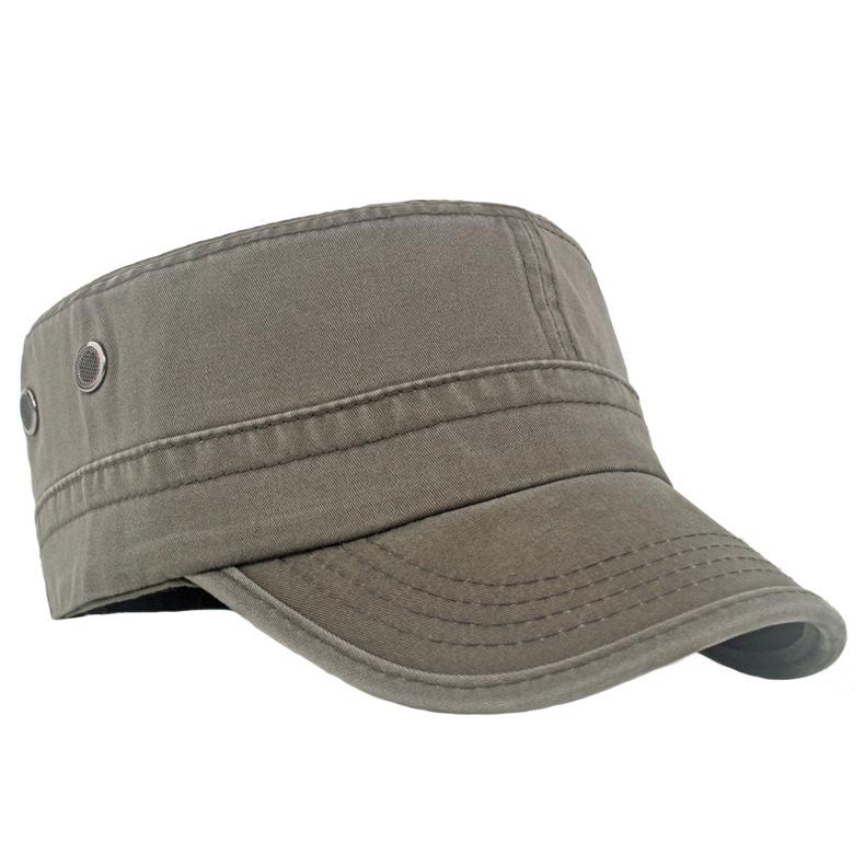 Cotton Flat Top Military Cap Men Outdoor Sun Hat Captain Cap Trucker Cap