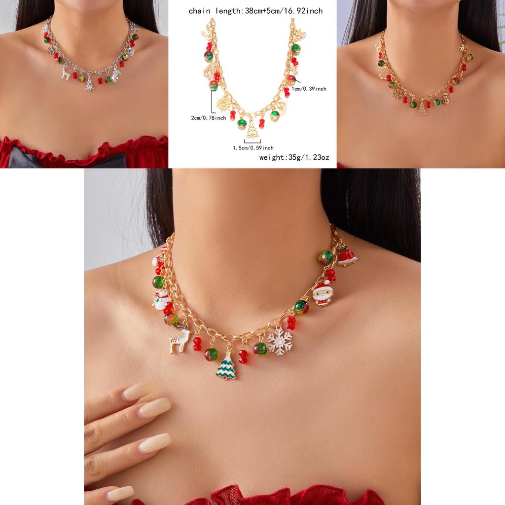 Festive Reindeer Charm Necklace With Electroplated Alloy For Seasonal Wear