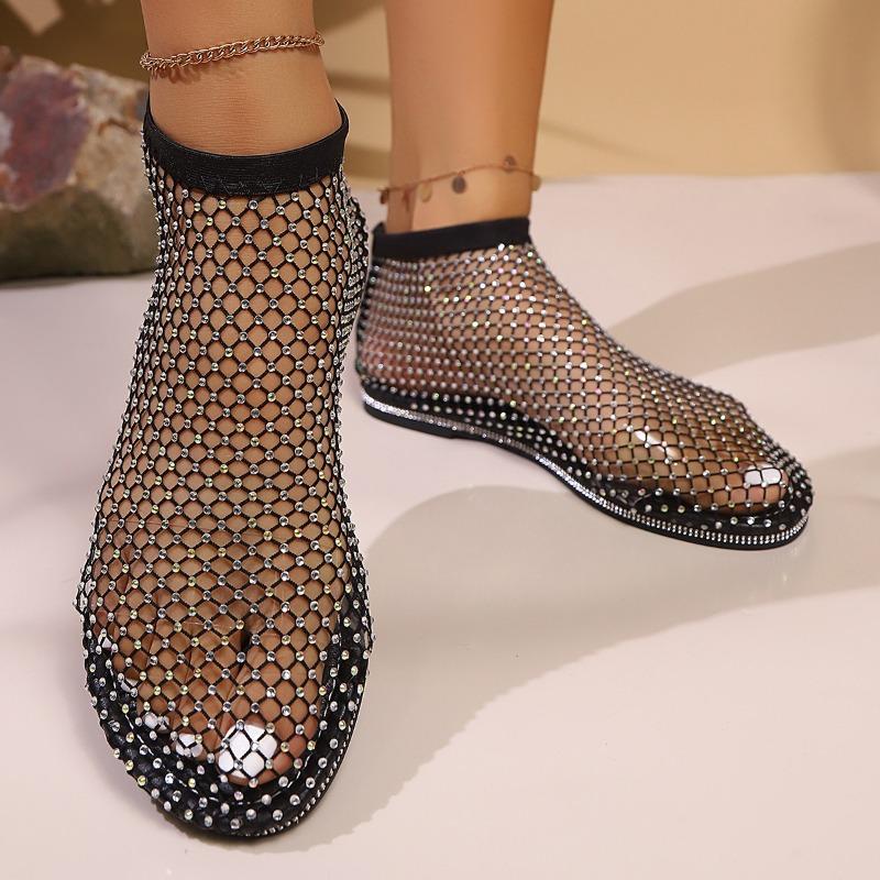 

Large size women s shoes summer new fishing net socks hollow diamond hole shoes sexy foot flat sandals 35